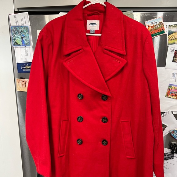 Old Navy Red Pea Coat - Picture 2 of 4
